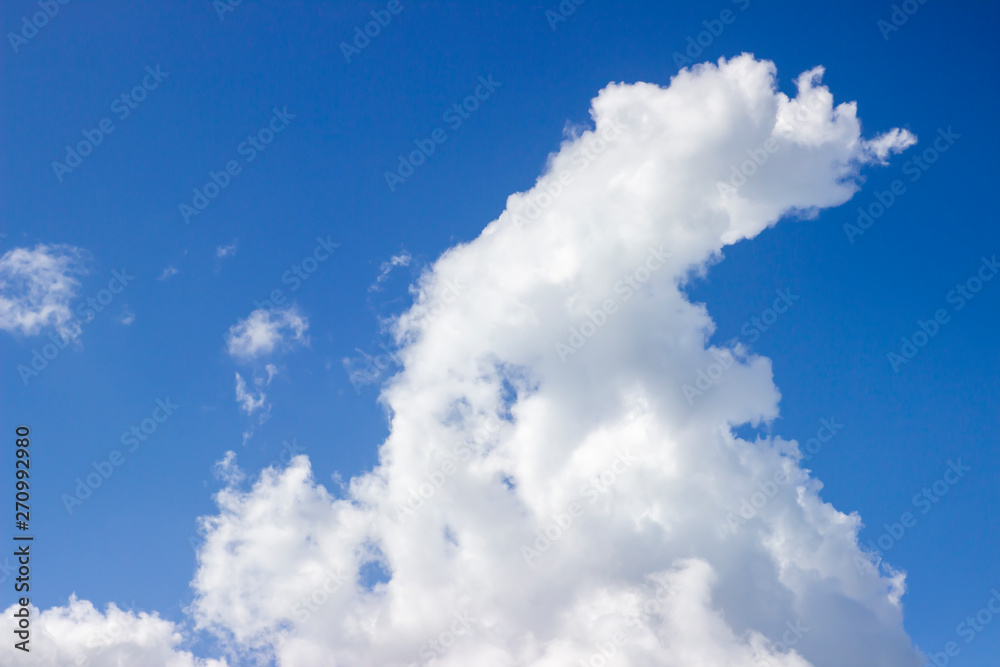 Blue Sky And White Clouds. Horizontal Shot Of A Beautiful Sky Background. Heaven, Nature, Landscapes Concept.