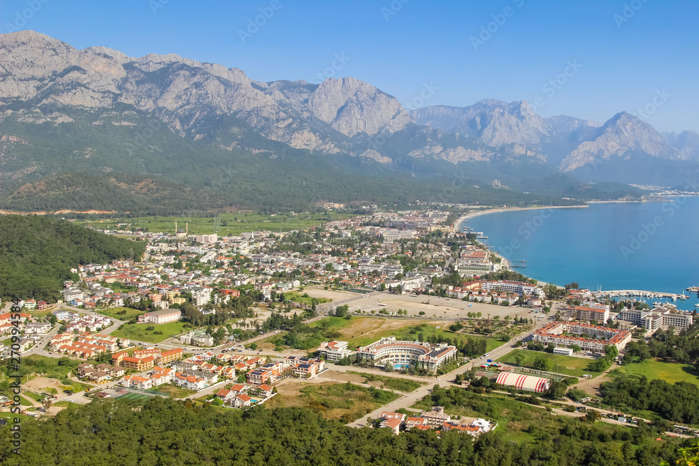 Turkey (city Kemer), Mediterranean sea and mountains (view from mountain)