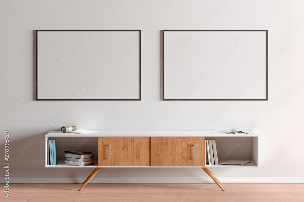 Blank horizontal posters mock up with black frame Blank horizontal posters mock up with black frame