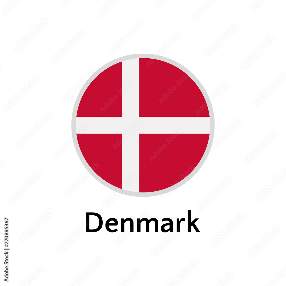 Fototapeta premium Denmark flag round flat icon, european country vector illustration