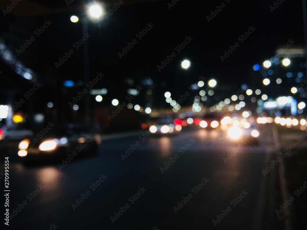 traffic in the city at night