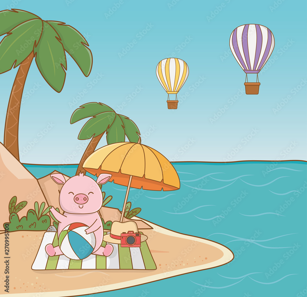 Pig cartoon and summer season design Pig cartoon and summer season design