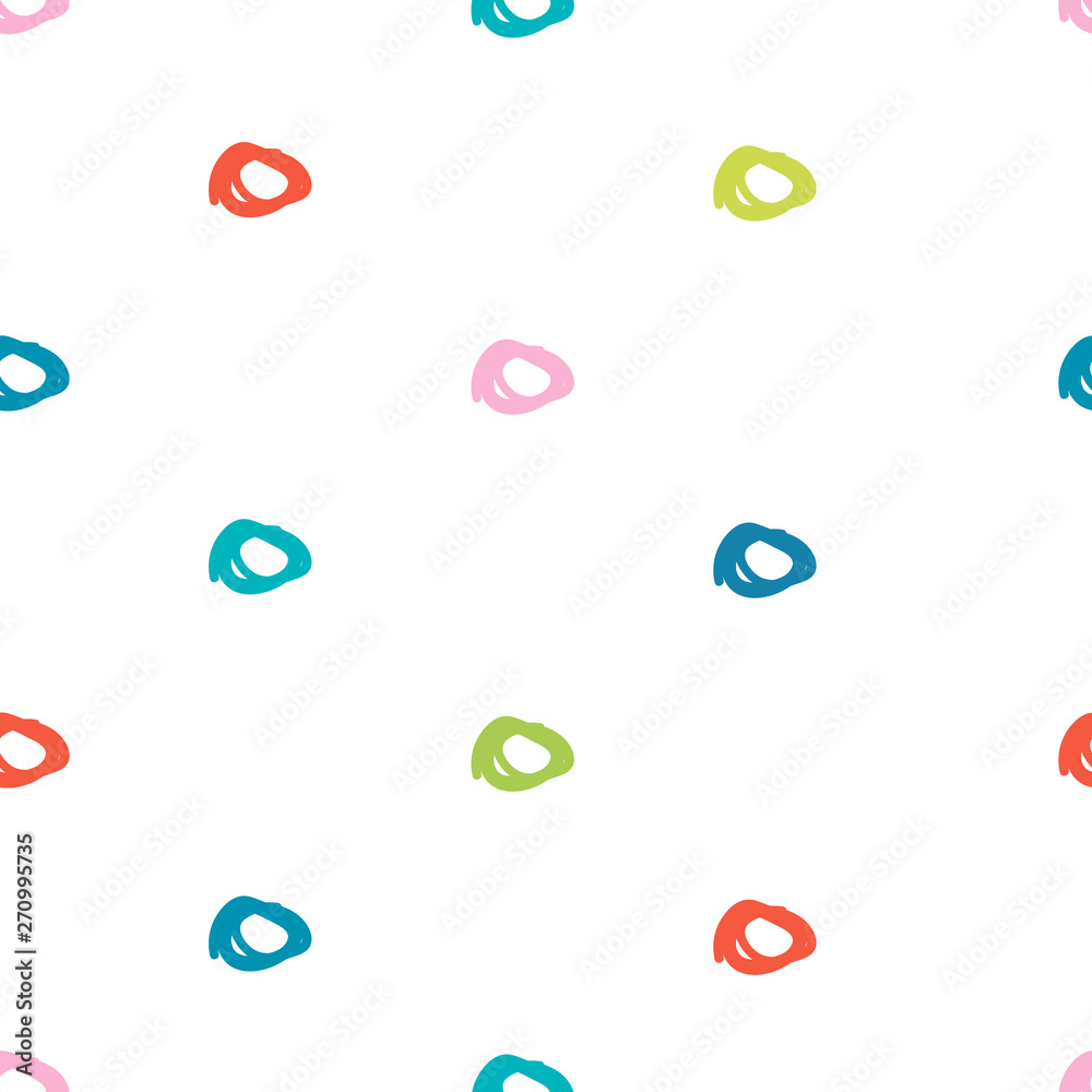 Abstract seamless pattern with circles and rings on white background. Abstract round seamless pattern. Vector illustration.