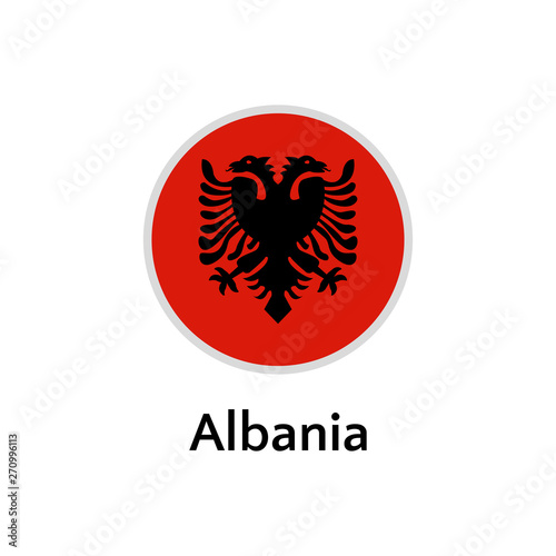 Albania flag round flat icon, european country vector illustration