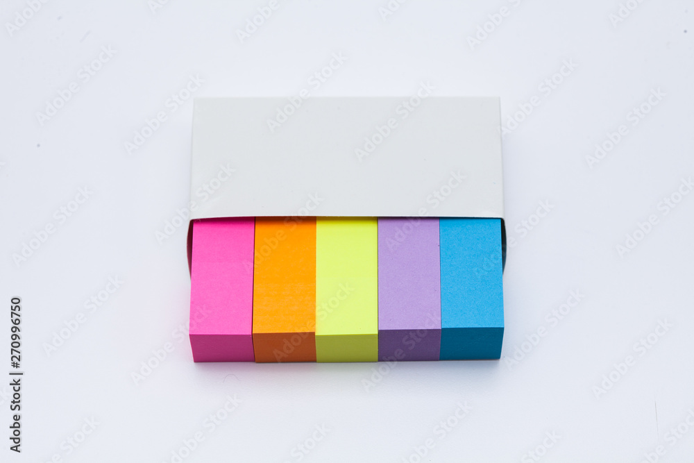 5 Color sticky post notes isolated on white 5 Color sticky post notes isolated on white
