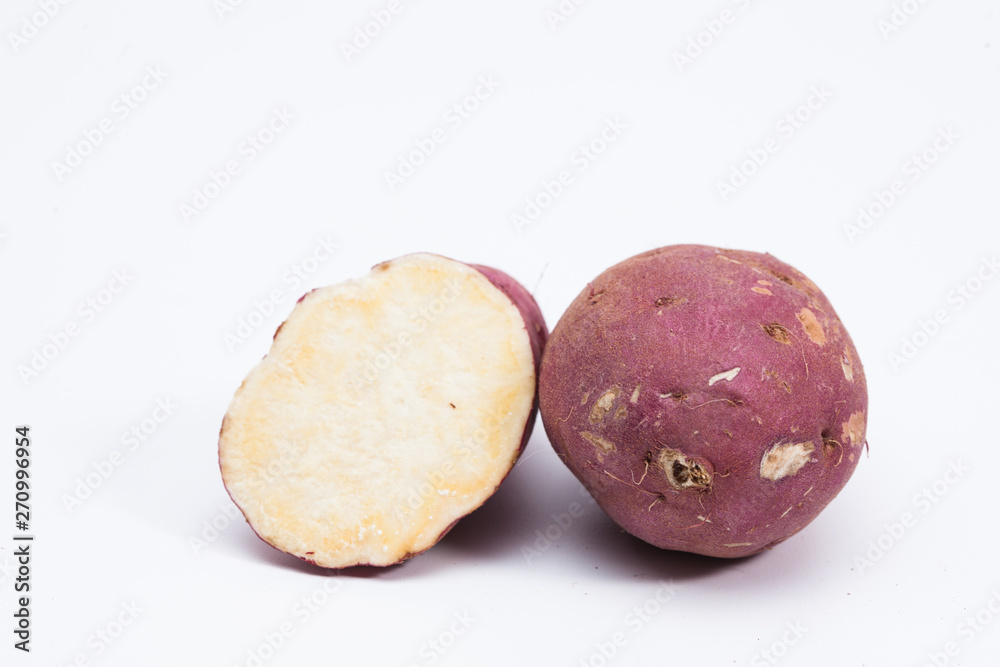 Fototapeta premium Slice sweet red potato isolated on white