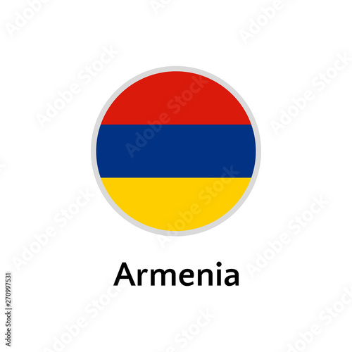 Armenia flag round flat icon  european country vector illustration