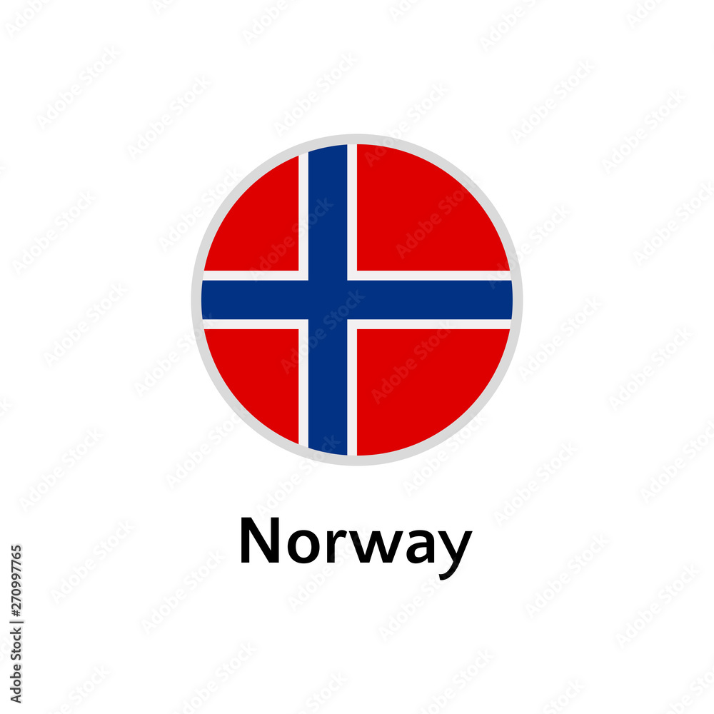 Obraz premium Norway flag round flat icon, european country vector illustration