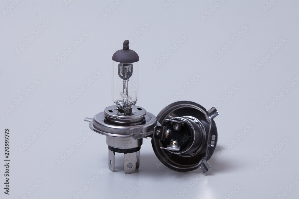 Car halogen bulb isolated on gray background