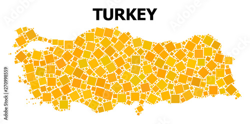 Golden Rotated Square Pattern Map of Turkey