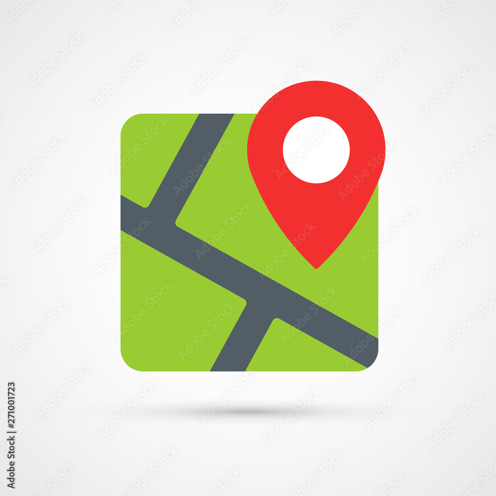 Colored map icon business with pin trendy symbol. Vector illustration Colored map icon business with pin trendy symbol. Vector illustration