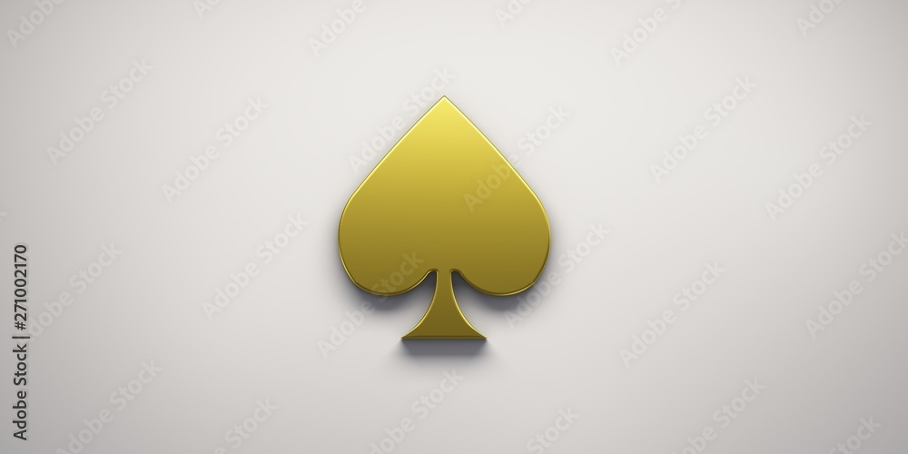 Gold Spike Poker Card Symbol. 3D Render Illustration Gold Spike Poker Card Symbol. 3D Render Illustration