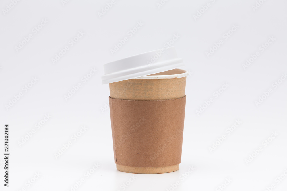Kraft eco paper coffee cup on white background Kraft eco paper coffee cup on white background