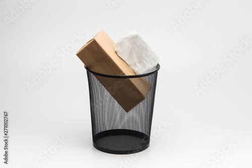 Tissue box and Metal trash bin