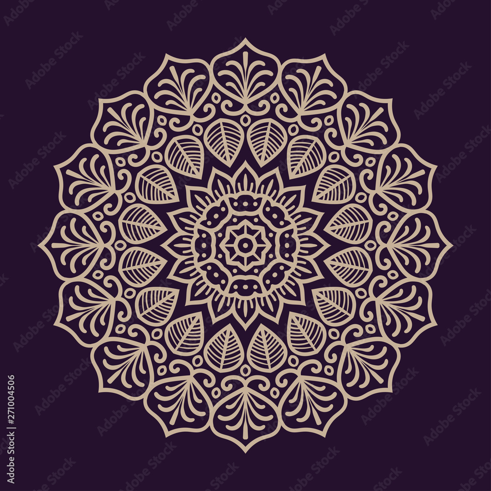 Set of two Round Floral Ornament Mandala. Vector Illustration.. For Home Decor, Interior Design, Coloring Book, Greeting Card, Invitation, Tattoo. Anti-Stress Therapy Pattern.