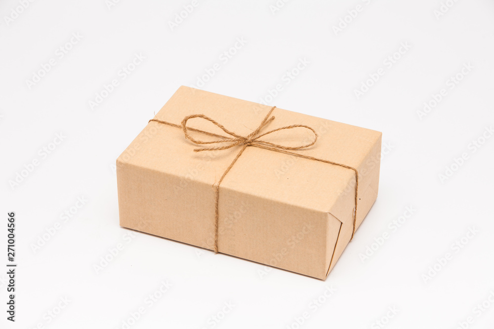Brown gift box on white background Brown gift box on white background