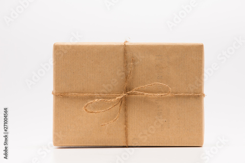 Brown gift box on white background