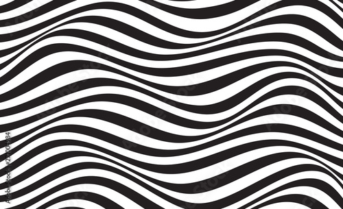 Abstract vector background of waves. 3D optical illusion, line art