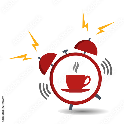 Concept of the daily breakfast with morning cup ringing with a cup of coffee
