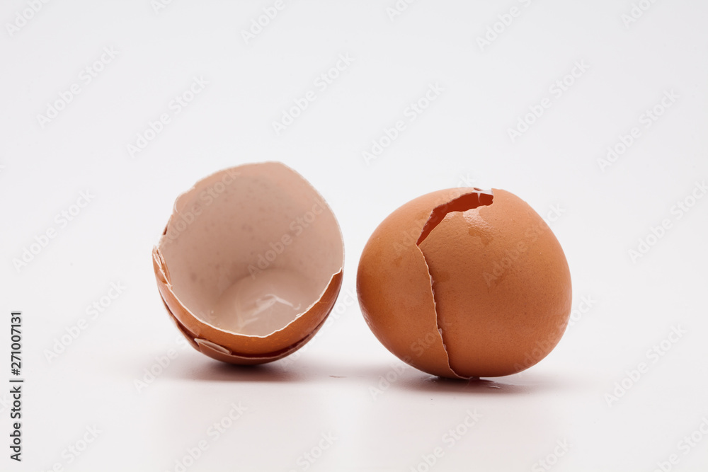 Open empty shell of an egg isolated on white background Open empty shell of an egg isolated on white background