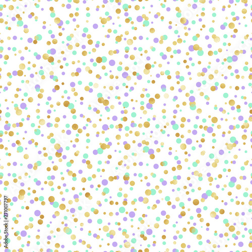 Pastel and Gold Confetti Seamless Pattern - Cute pastel and gold confetti repeating pattern design