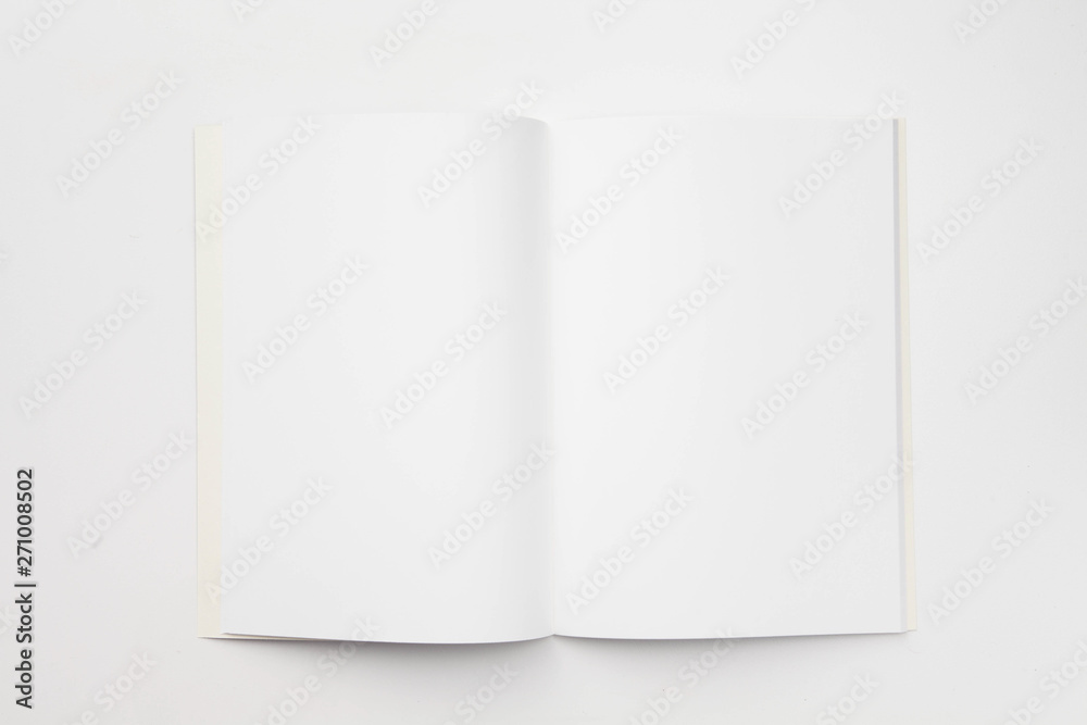 Top view of blank notebook on white background Top view of blank notebook on white background