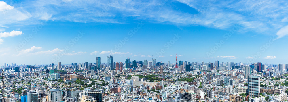 Fototapeta (Tokyo-Landscape Panorama) Widok z boku Aoyama na Odaiba z salonu wieżowców 1