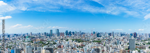 (東京都-風景パノラマ)高層ビルラウンジから望む青山側からお台場方面までの風景１	