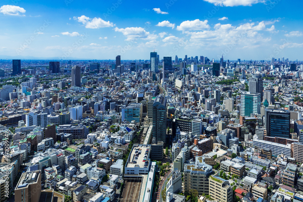 (東京都-都市風景)高層ビルラウンジから望む新宿･渋谷方面への風景３