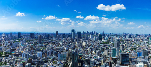 (東京都-風景パノラマ)高層ビルラウンジから望む新宿･渋谷方面の風景