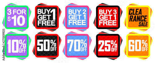 Set Sale banners design template, discount tags, vector illustration