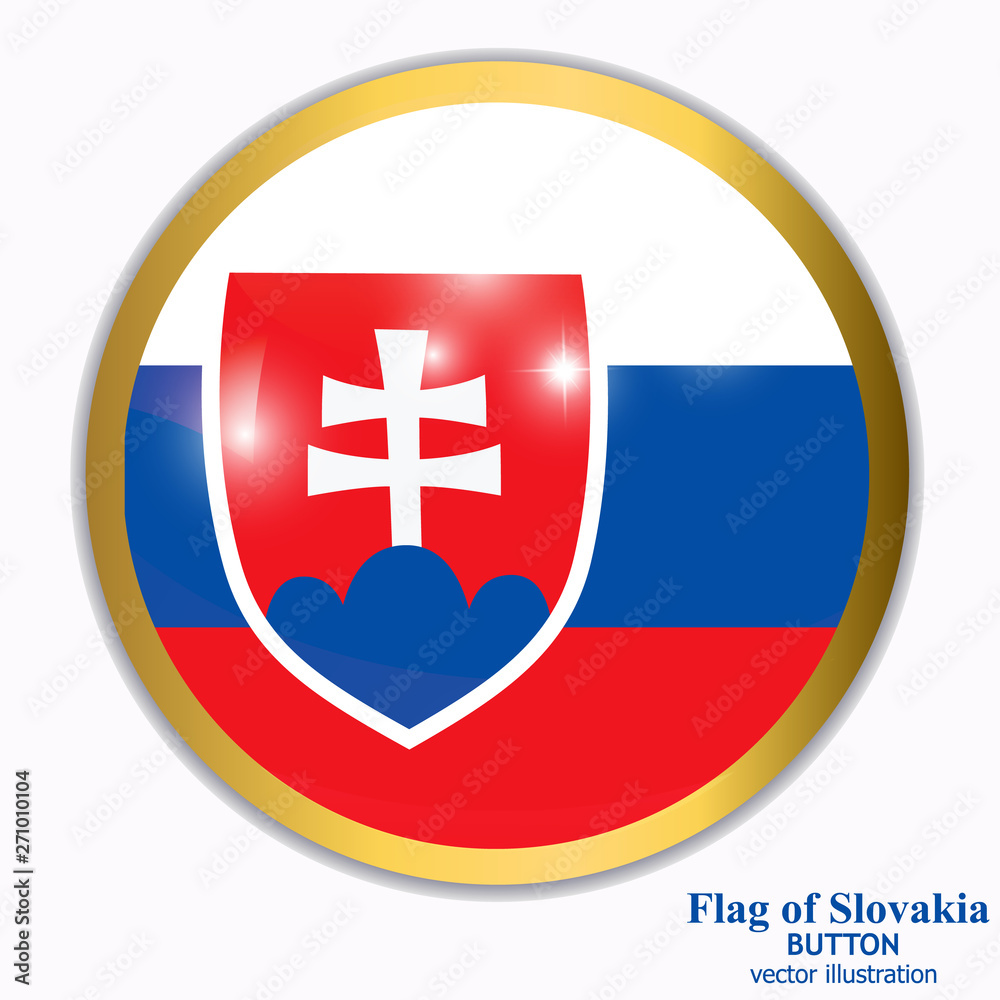 Button with flag of Slovakia. Colorful illustration with flag for web design.