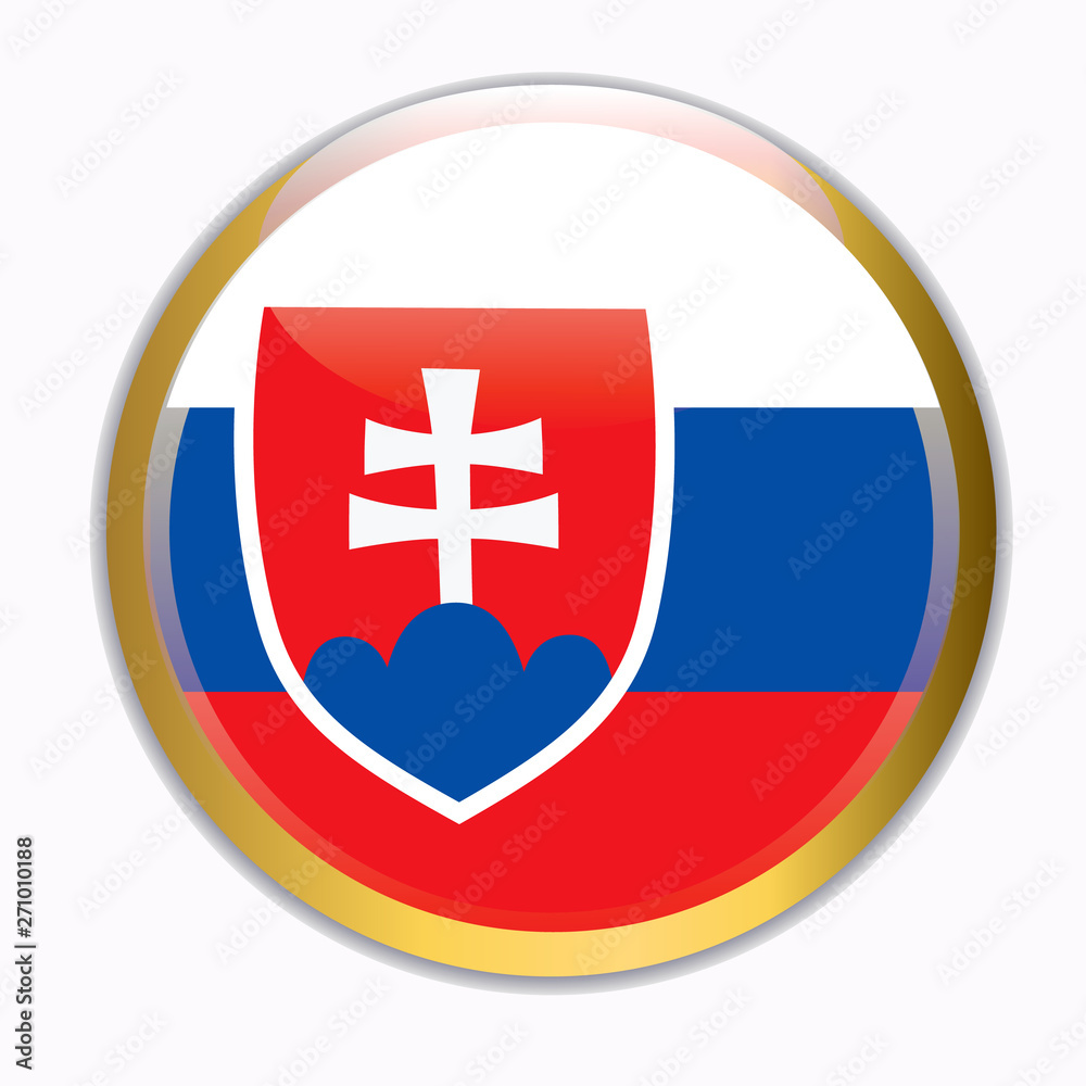 Button with flag of Slovakia. Colorful illustration with flag for web design.
