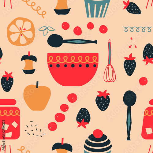 Kitchen seamless pattern decorative design