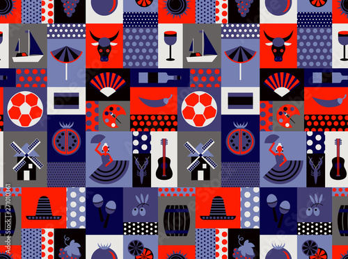 Spain national seamless pattern design