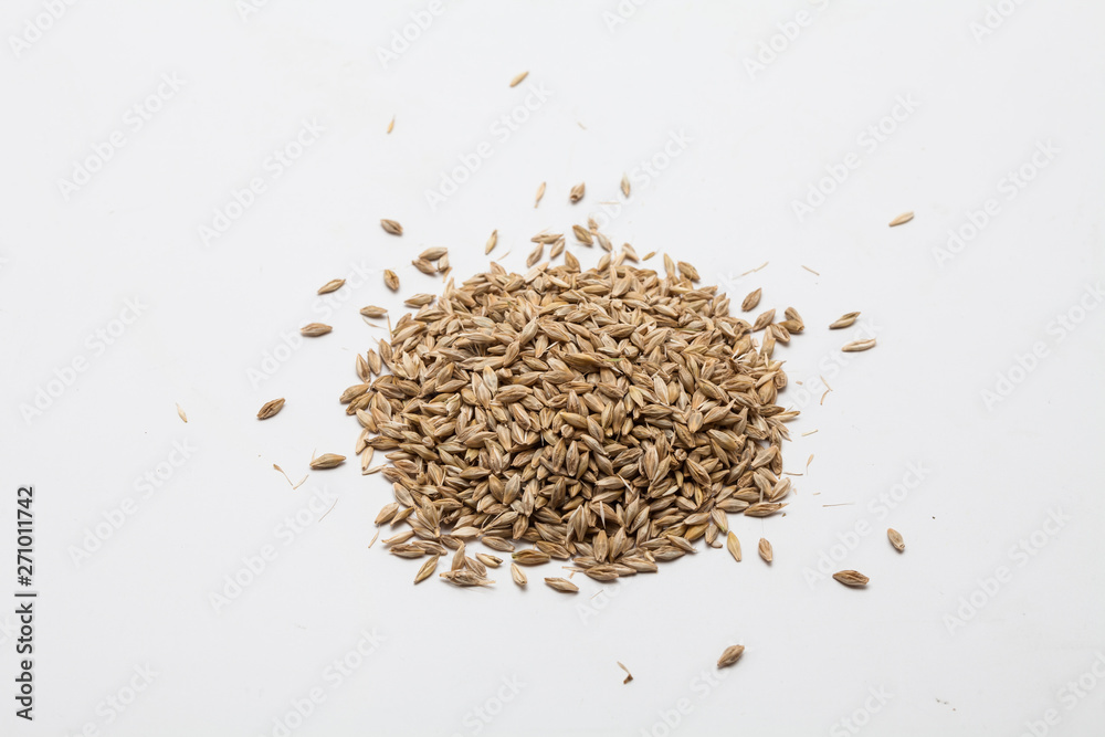 Ears of wheat and wheat grains on white background Ears of wheat and wheat grains on white background