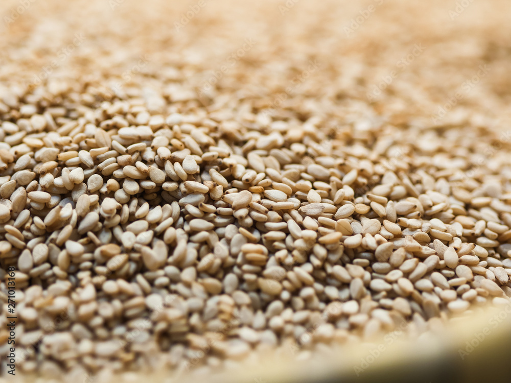 Close up of sesame seeds on background Close up of sesame seeds on background