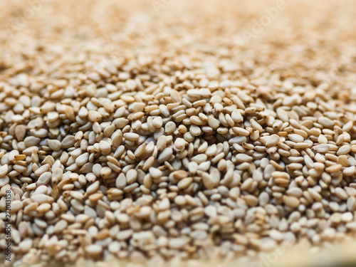 Close up of sesame seeds on background