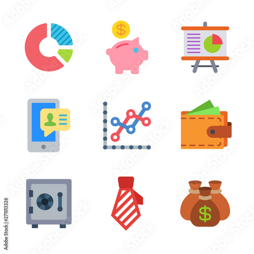 Finance and money colored trendy icon pack 2. Vector