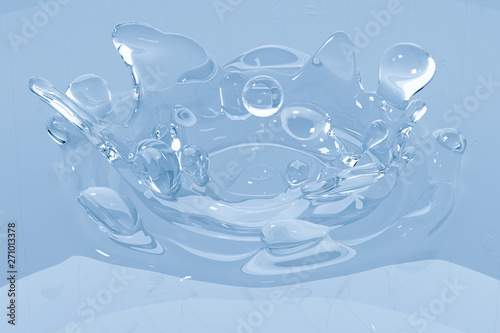 Transparent wave liquid ripples by fluid simulation  3d rendering