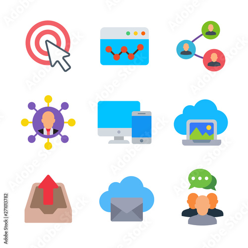 Marketing and seo colored trendy icon pack 2. Vector