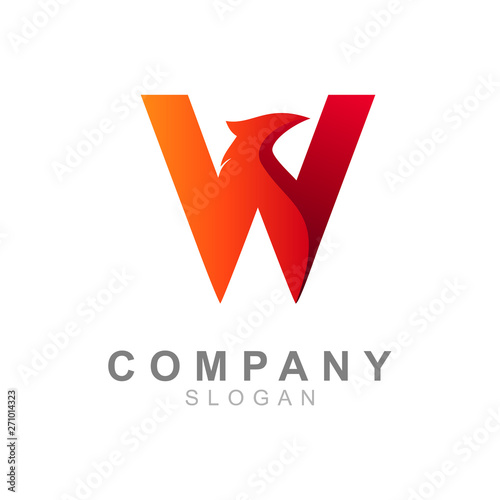 W logo with a variety of bird heads and a simple look, the logo is ready for use