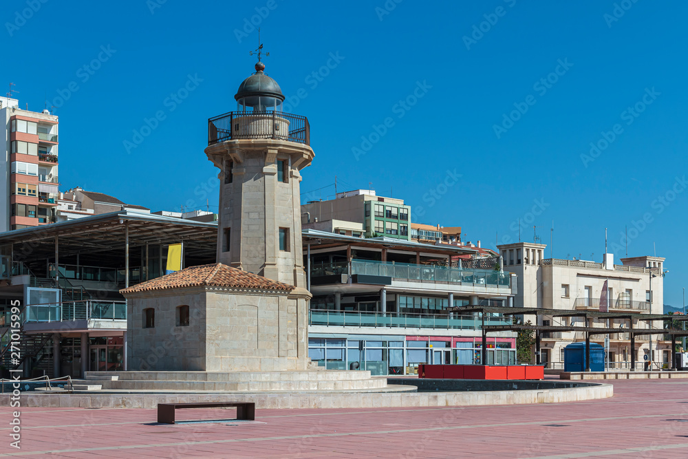 lighthouse in the port of the city of castellon de la plana in the province of castellon, valencian community, spain