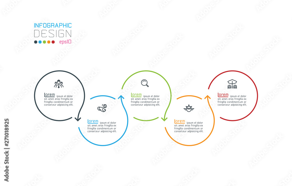 Circle label infographic with step by steps. Circle label infographic with step by steps.
