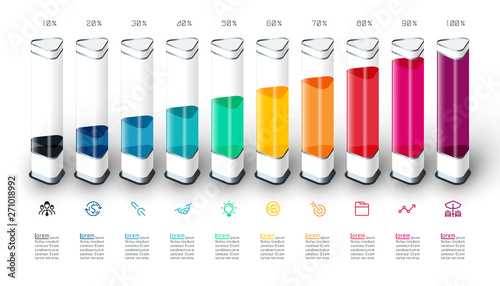 Bars chart infographics with colorful 3d piece.
