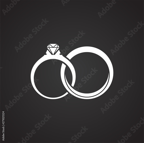 Wedding ring icon on background for graphic and web design. Simple illustration. Internet concept symbol for website button or mobile app.