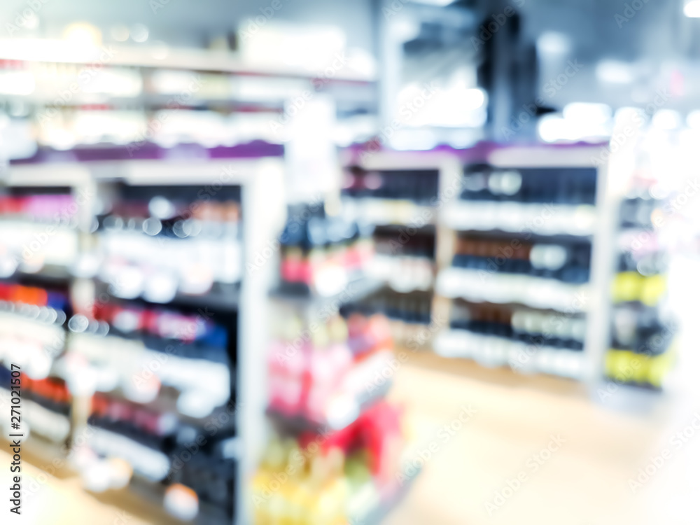 Blur background with bokeh of Supermarket store
