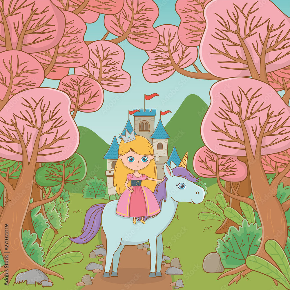 Medieval princess and horse of fairytale design Medieval princess and horse of fairytale design