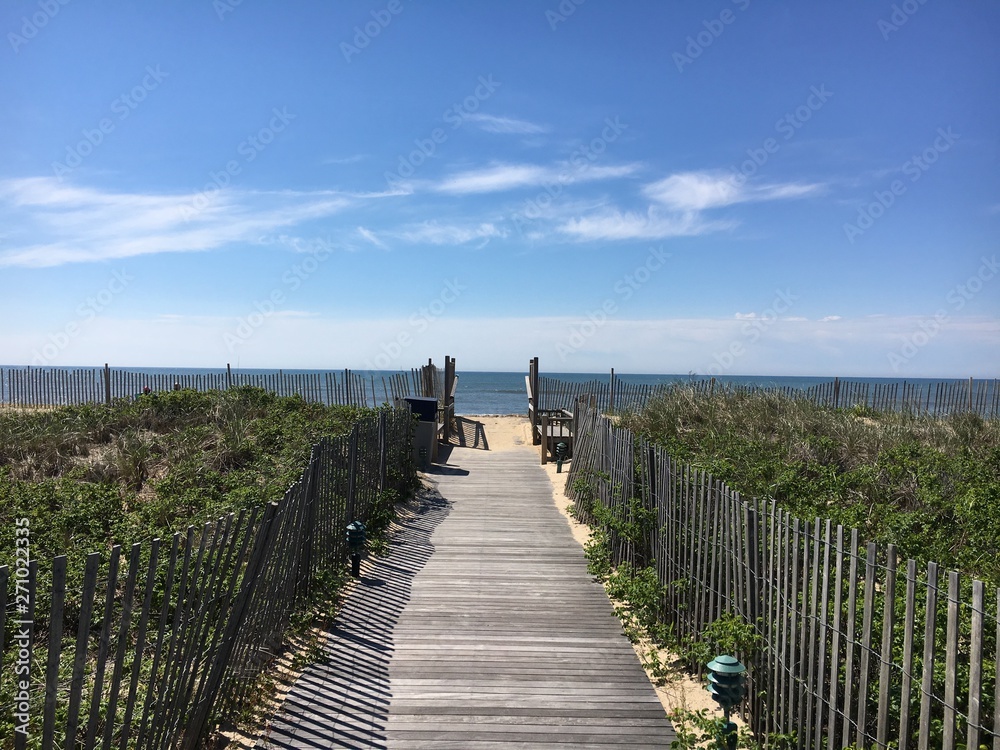 A boardwalk footpath to the beach at Montauk, Long Island, NY.