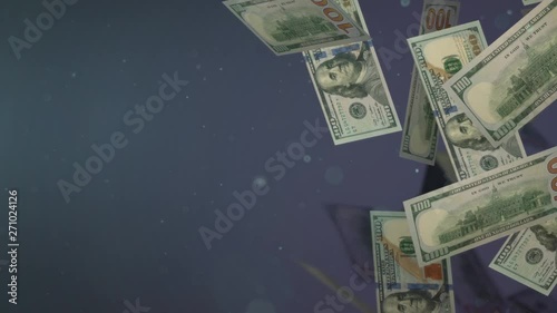 The 3d rendering Falling  100 dollar  business content.